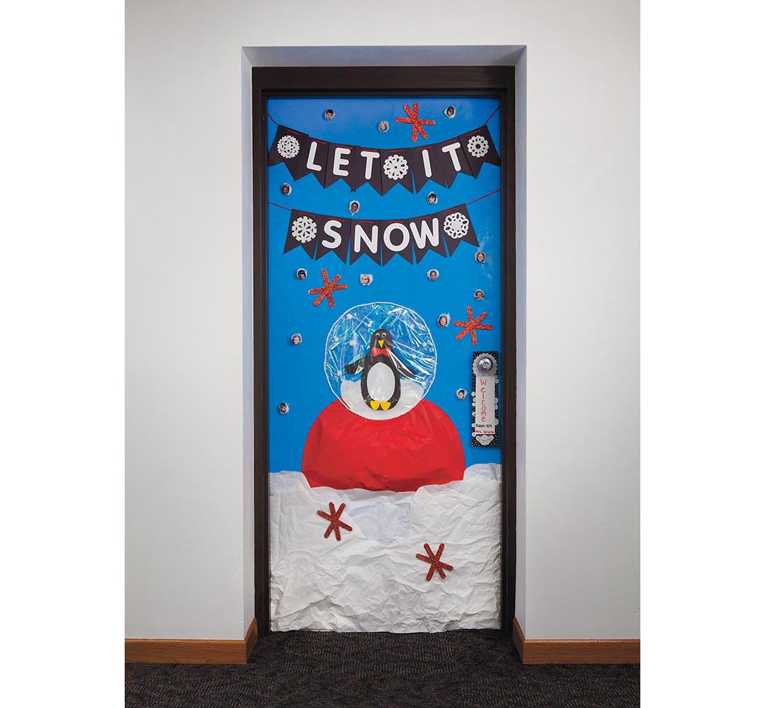 Let it snow penguin winter door